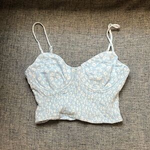 RSQ small blue with white floral tank tops with under wire